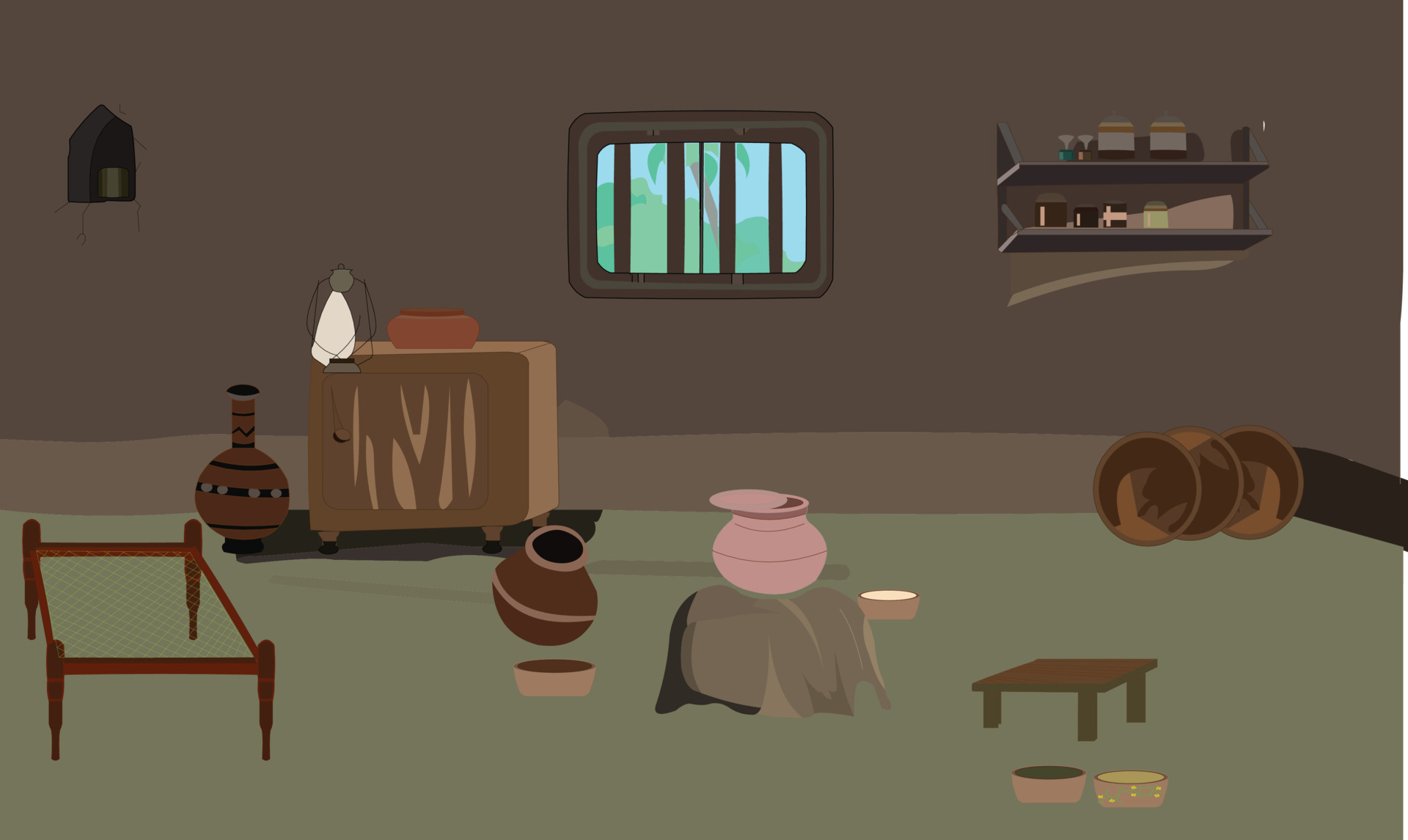 Village kitchen poor room inside view vector artwork 4104310 Vector Art