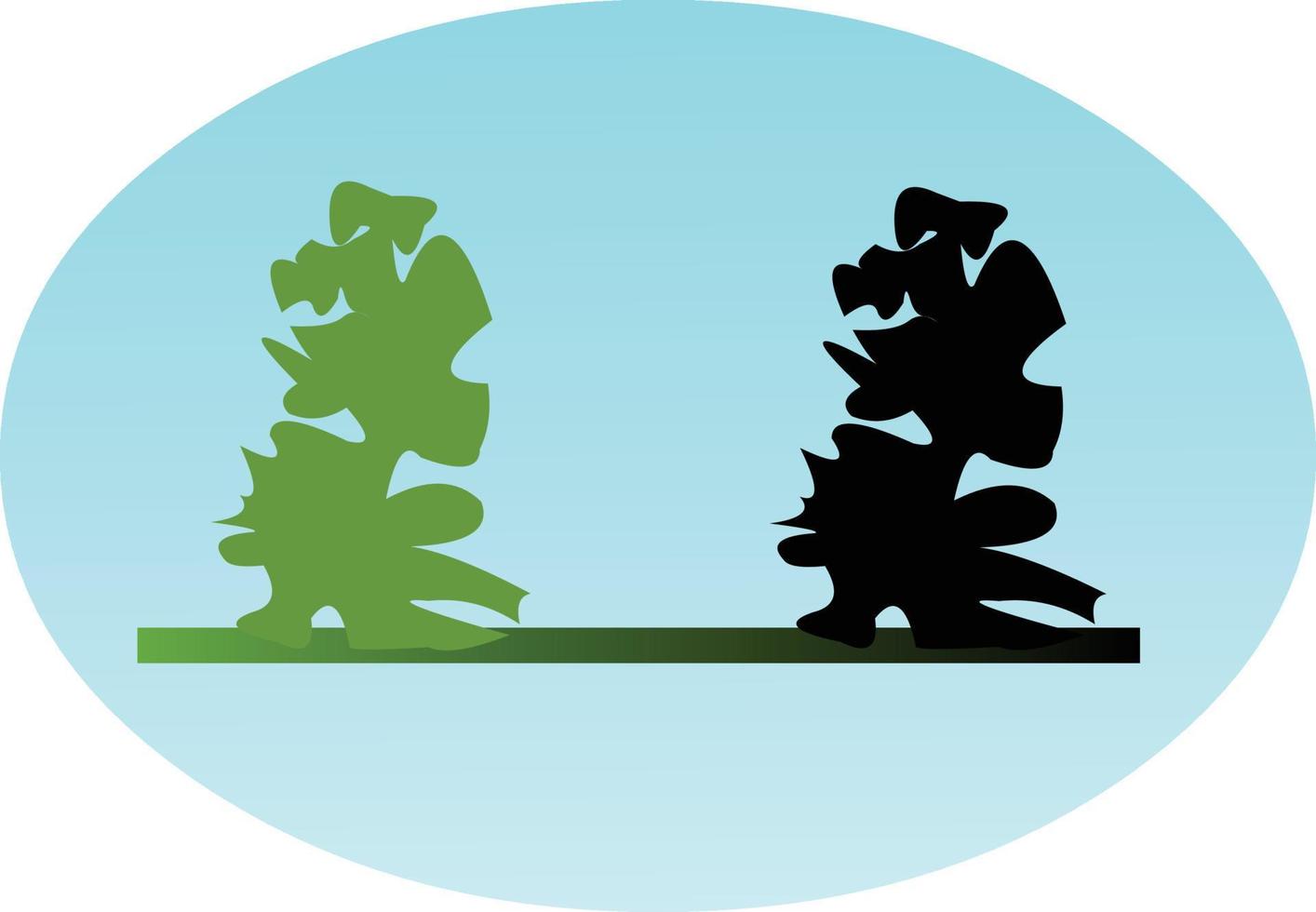 Flat style tree icon with its silhouette vector art.