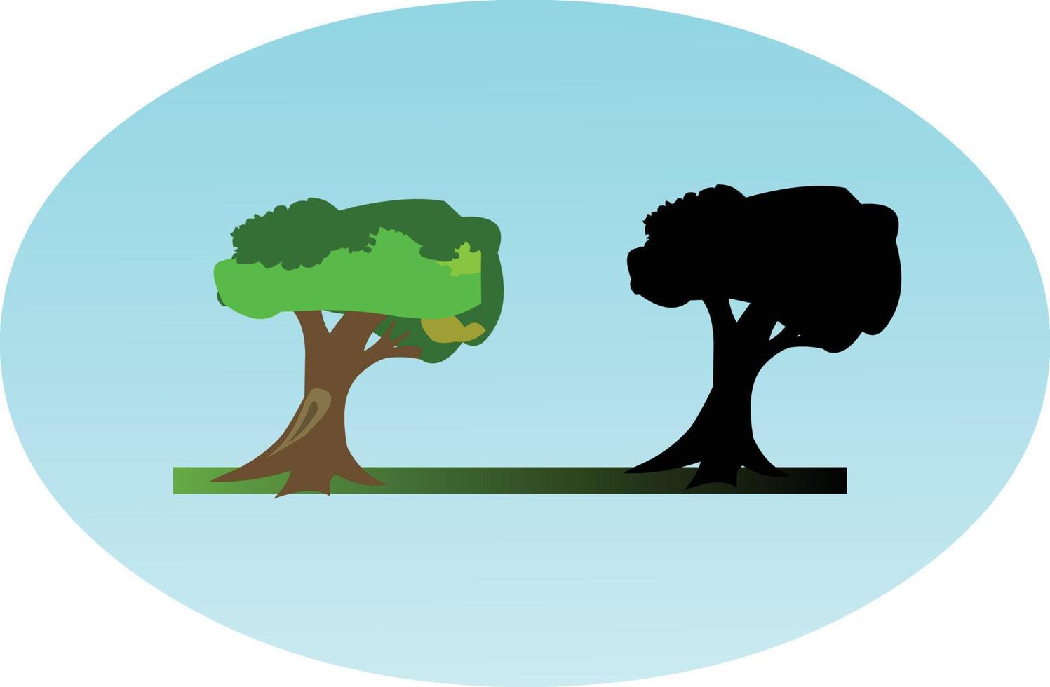 Flat style tree icon with its silhouette vector art.