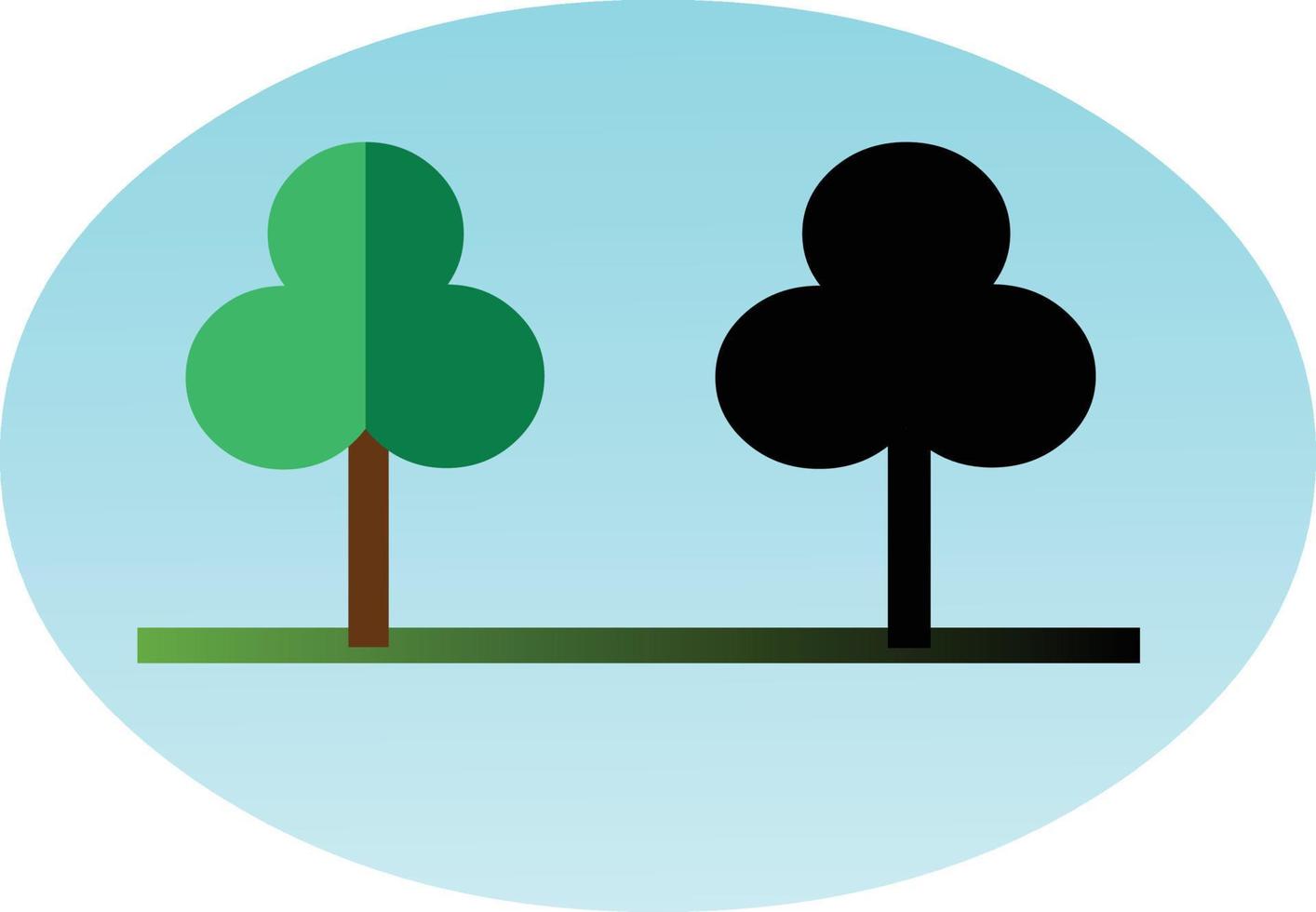 Flat style tree icon with its silhouette vector art.