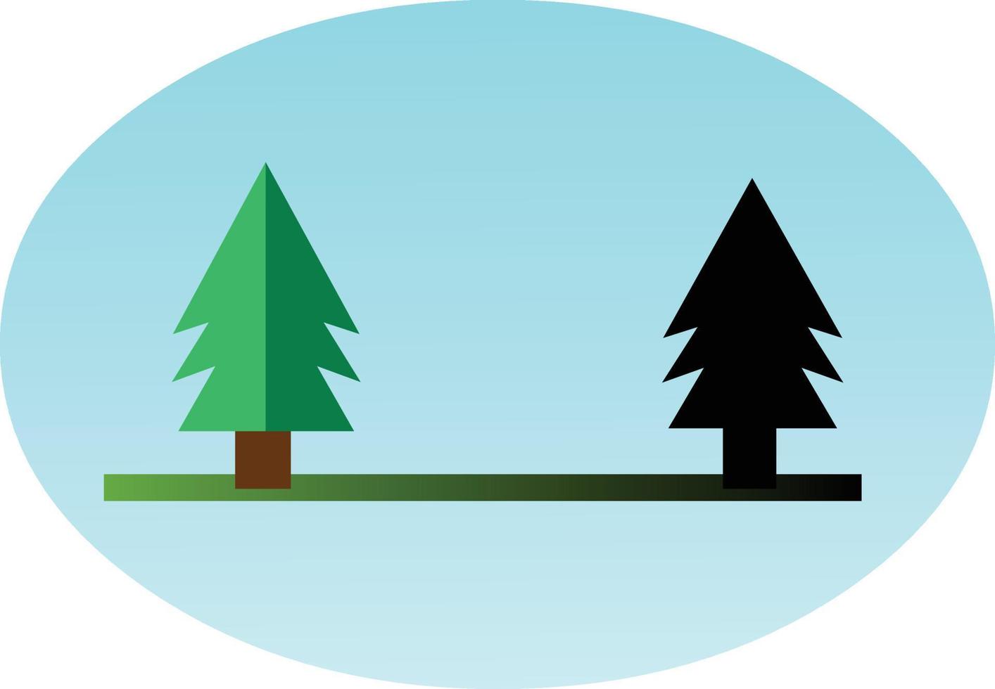 Flat style tree icon with its silhouette vector art.