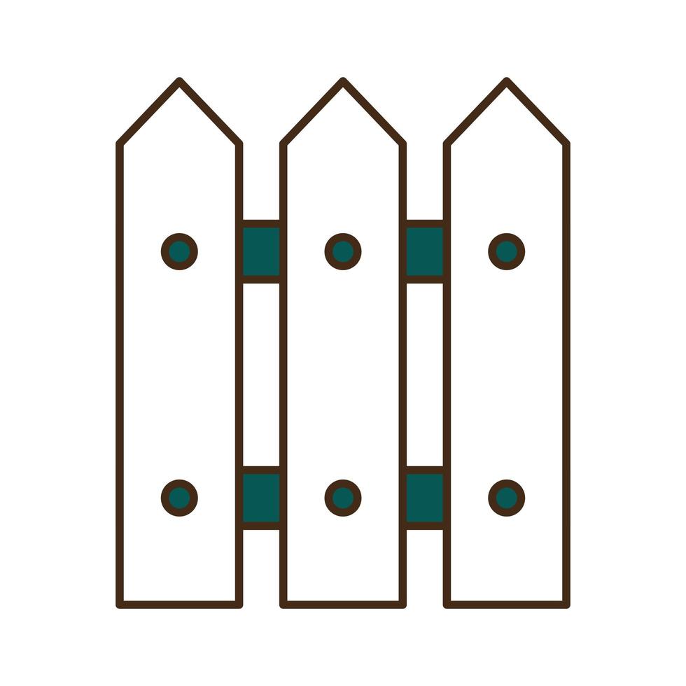 Línea de valla de jardín y diseño de vector de icono de estilo de relleno