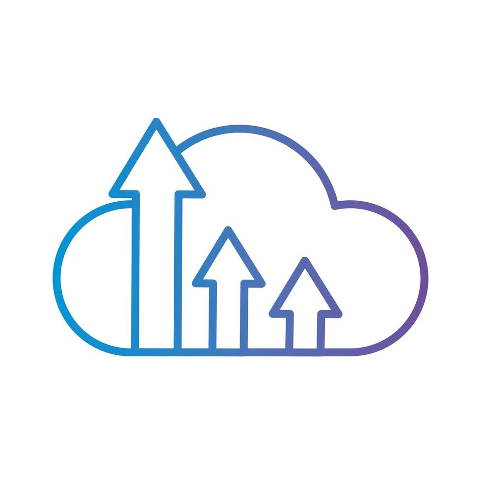 Cloud computing with increase arrows gradient style icon vector design