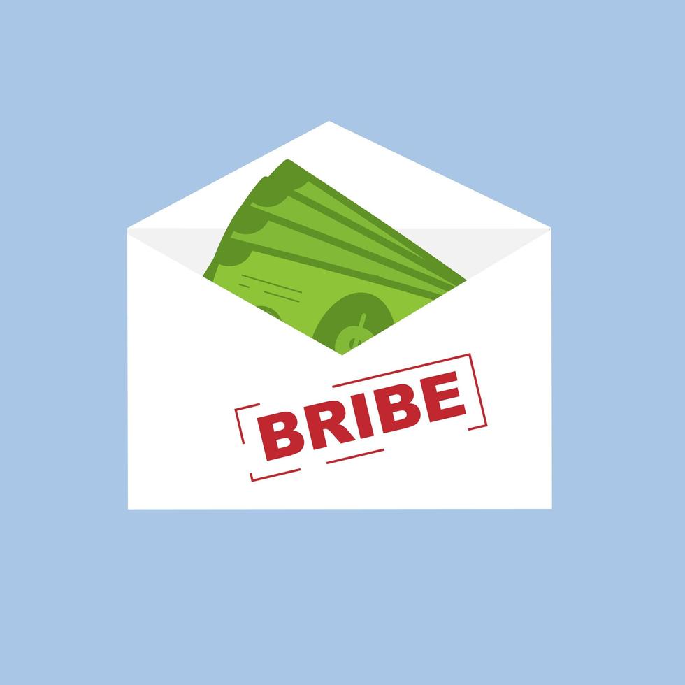 Bribe money in an envelope with a red stamp vector