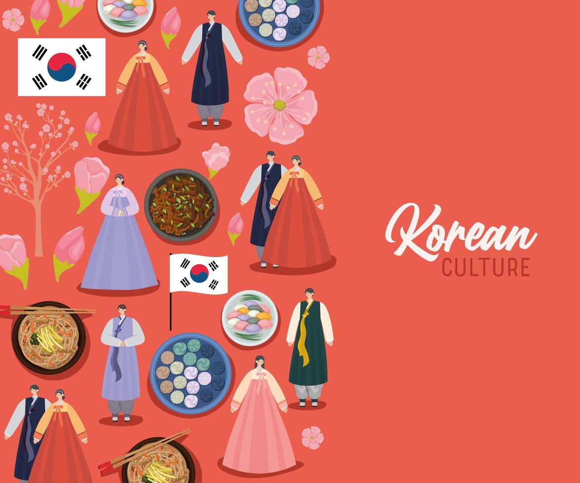 korean culture card vector