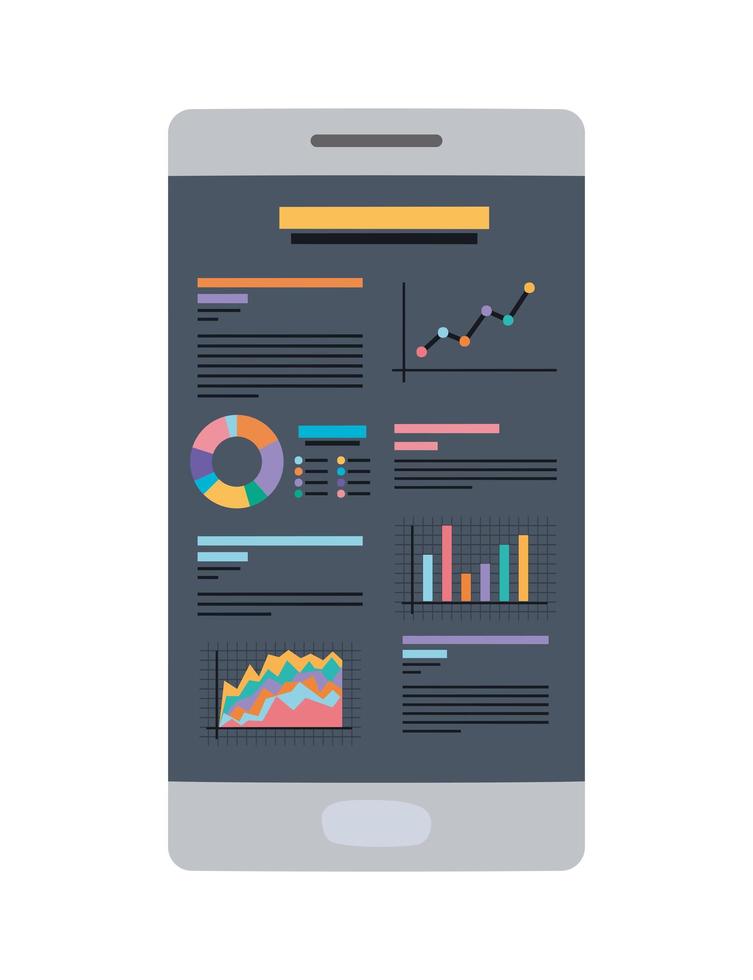smartphone with graphs vector