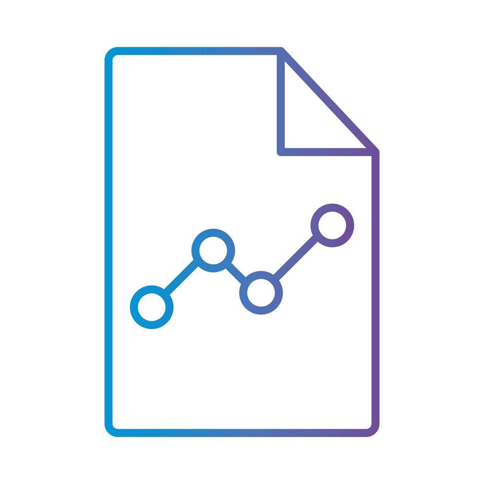 line chart in document gradient style icon vector design