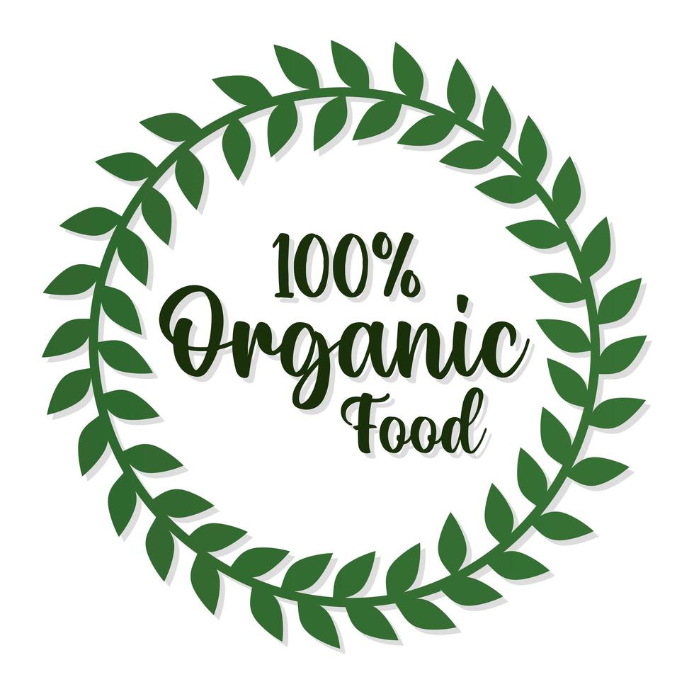 100 percentage organic food letters in the center vector