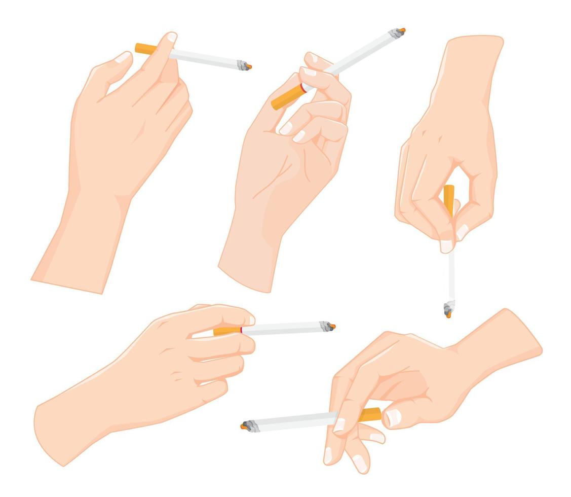 mano sosteniendo un cigarrillo, colección de mano, ilustración vectorial vector