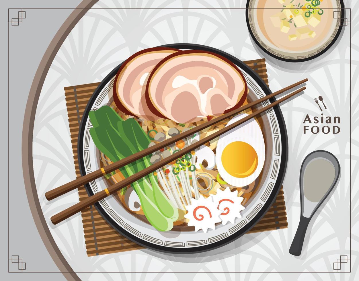 Ramen noodle, Asian noodle soup, Illustration vector. vector