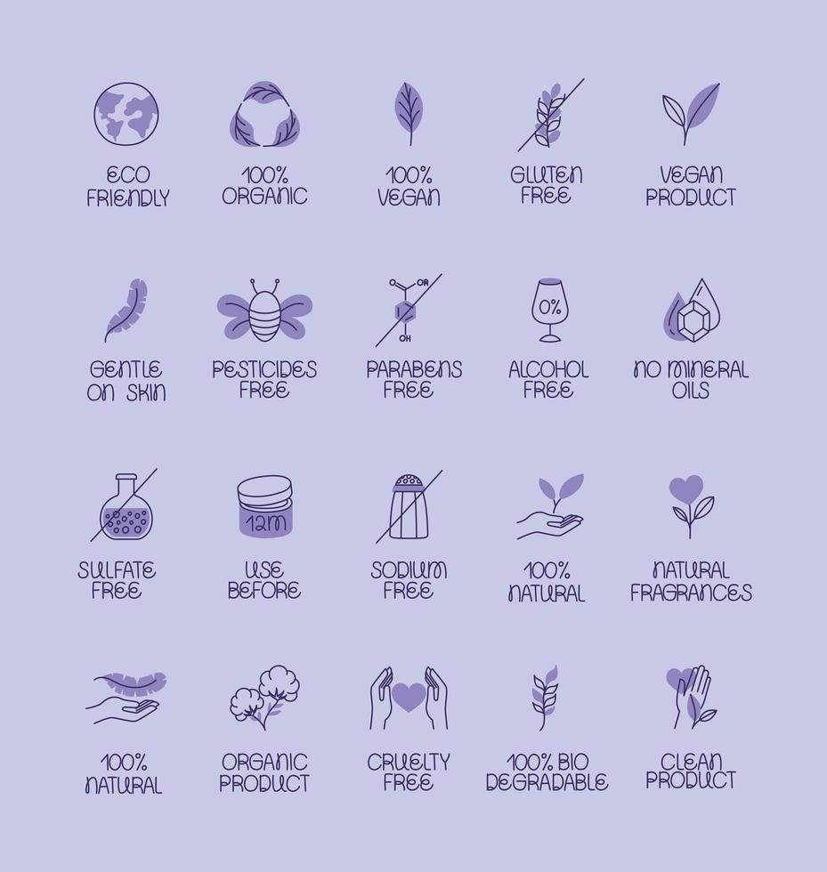 twenty eco labels vector