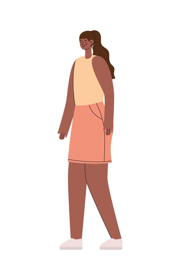 african american woman with one skirt salmon color vector