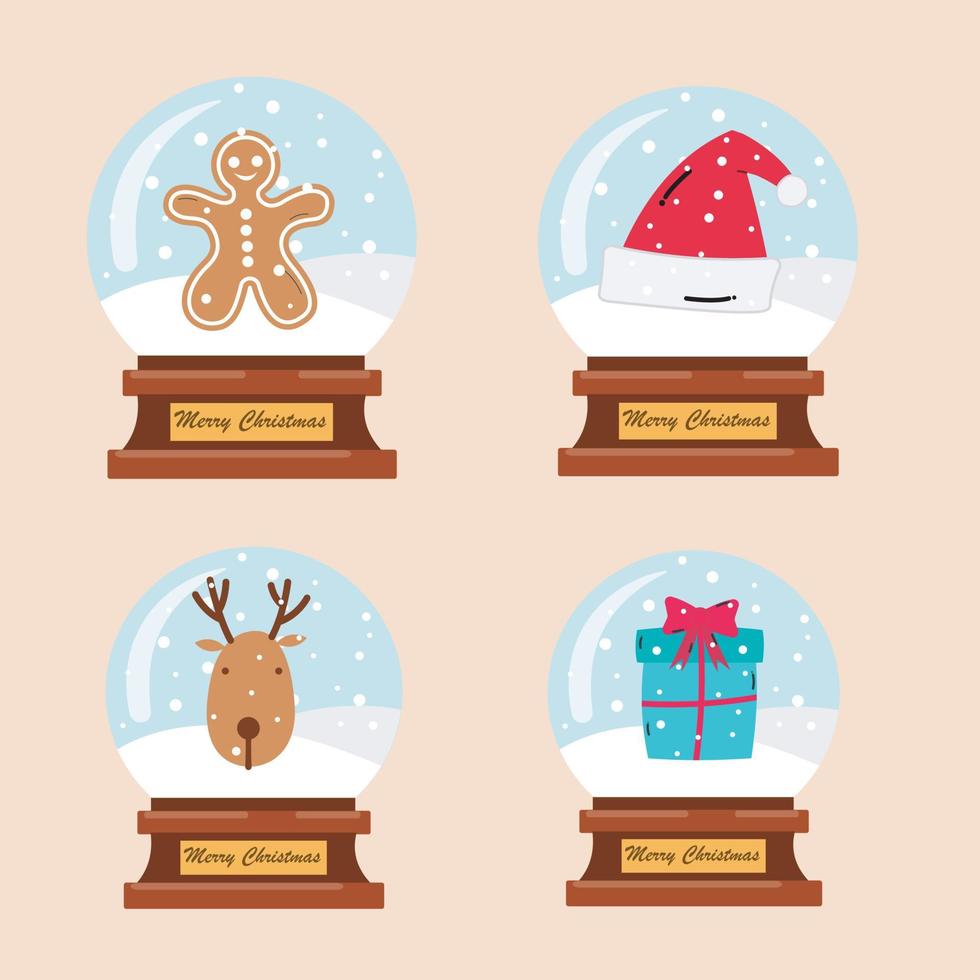 Christmas Snowglobes Xmas Elements in Snowglobe Free Vector Illustration