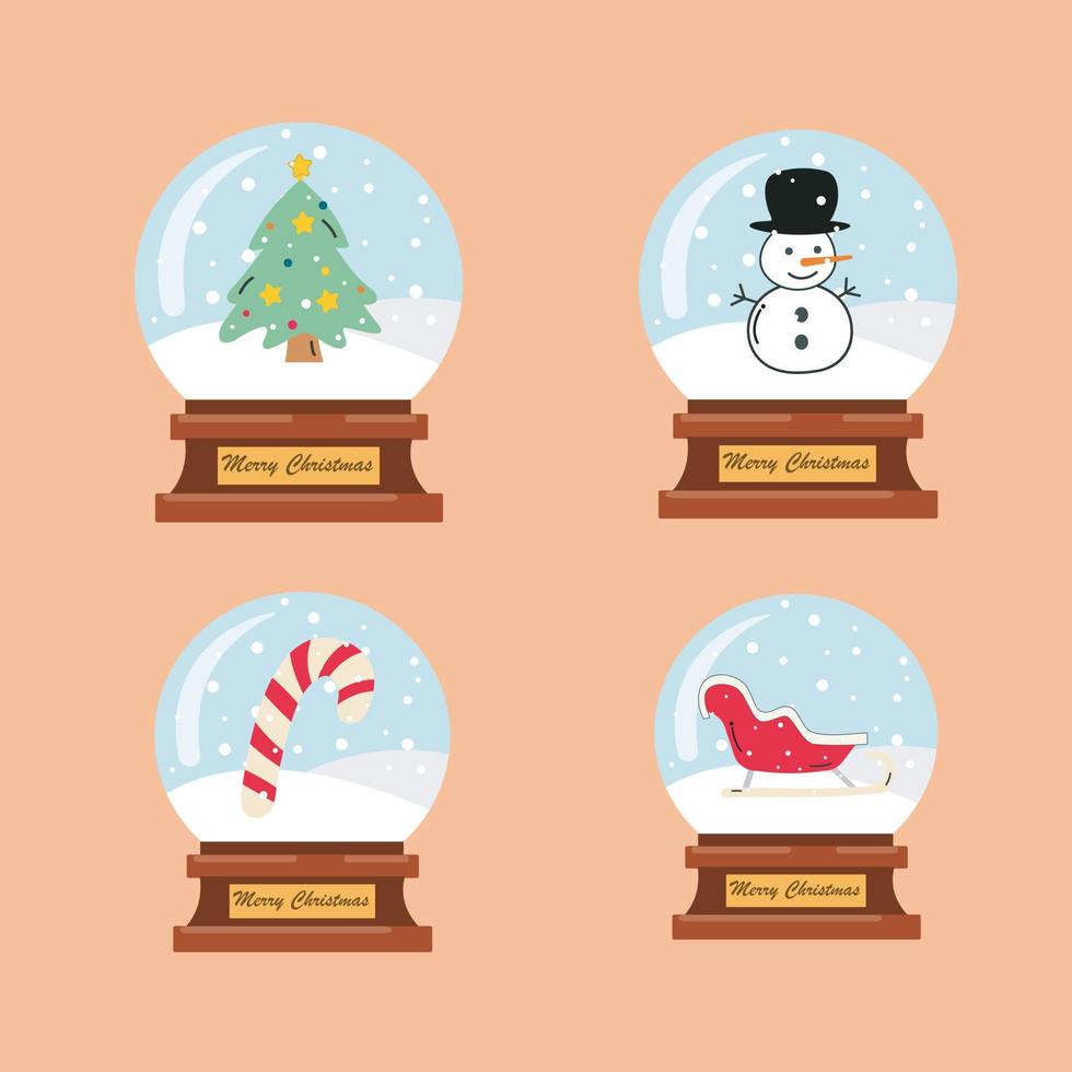 Christmas Snowglobes Xmas Elements in Snowglobe Free Vector Illustration