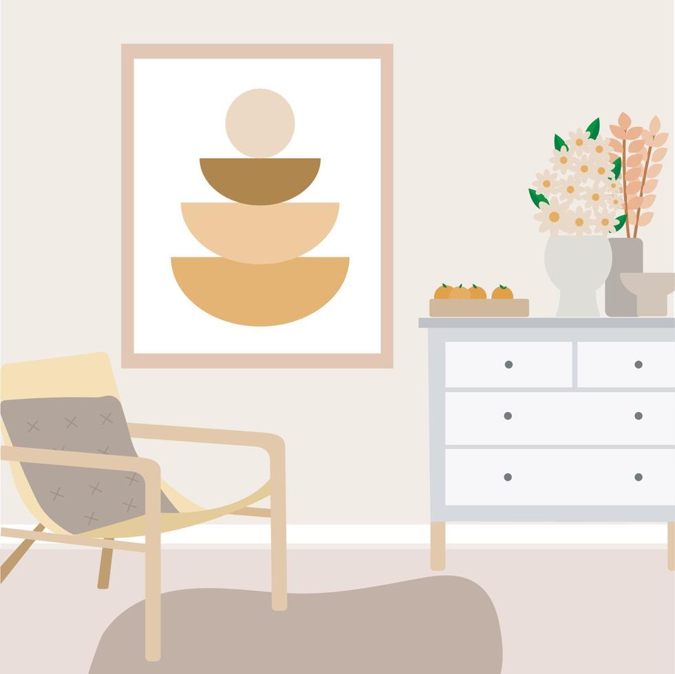 Living Room Focal Point Interior Design Free Vector Illustration