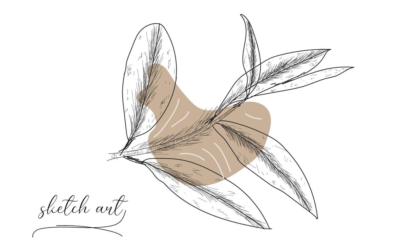 Hand drawn beautiful leaf sketch vector art illustration design.
