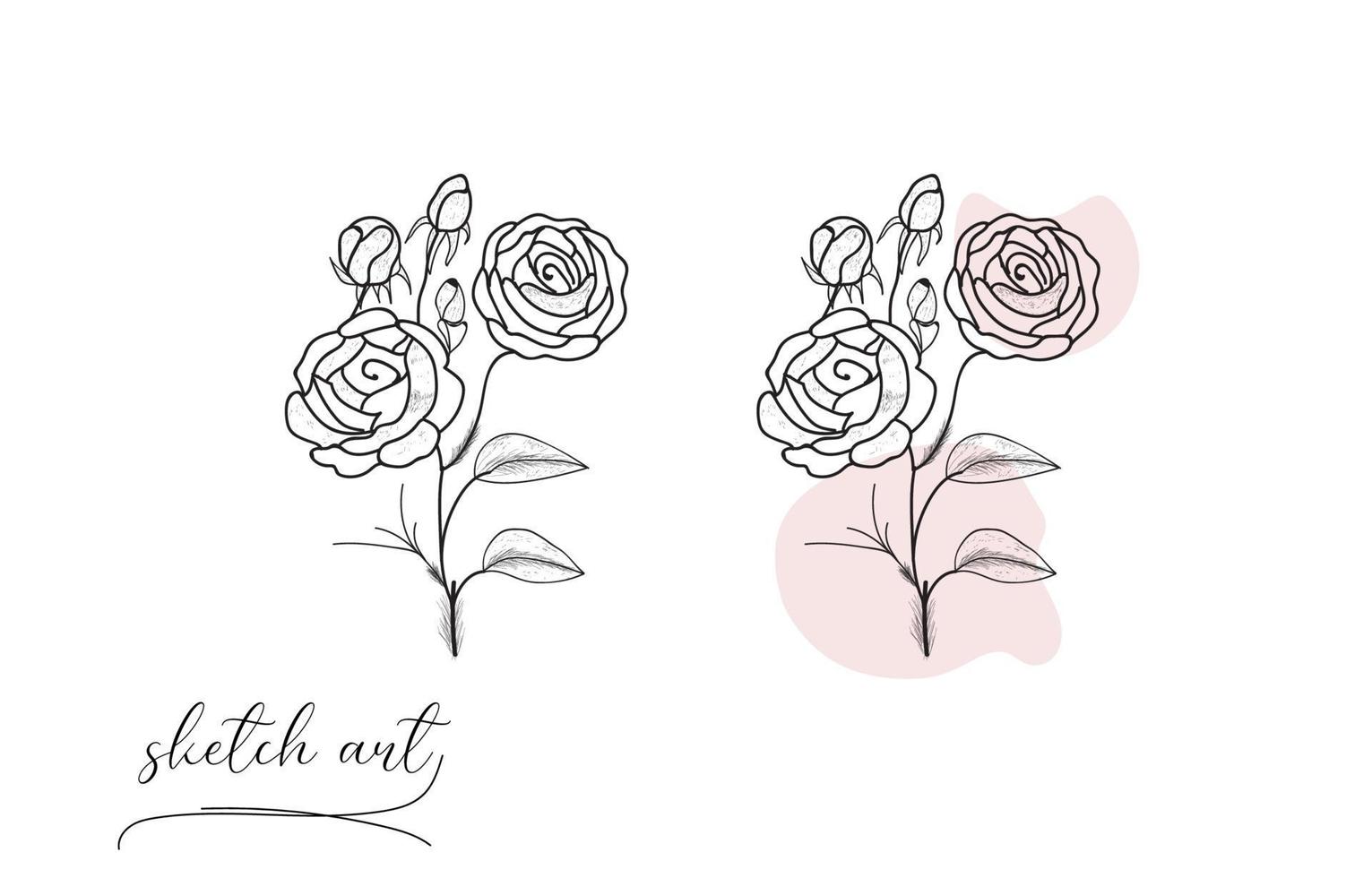 Hand drawn rose sketch vector illustration design.