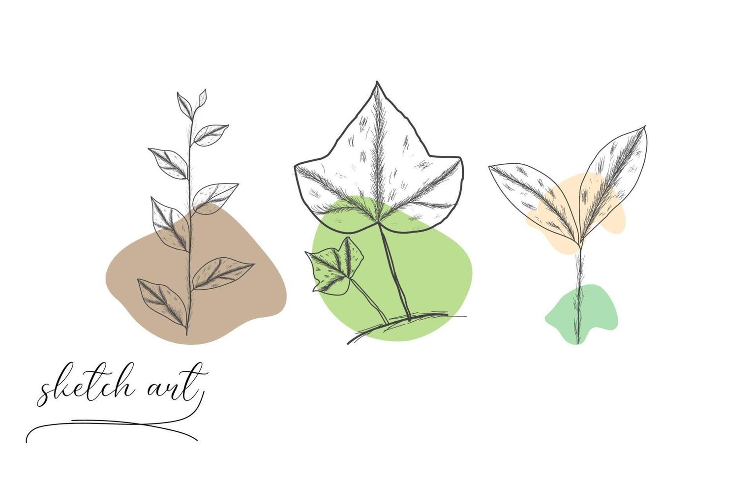 Hand drawn beautiful leaf sketch vector art illustration design.