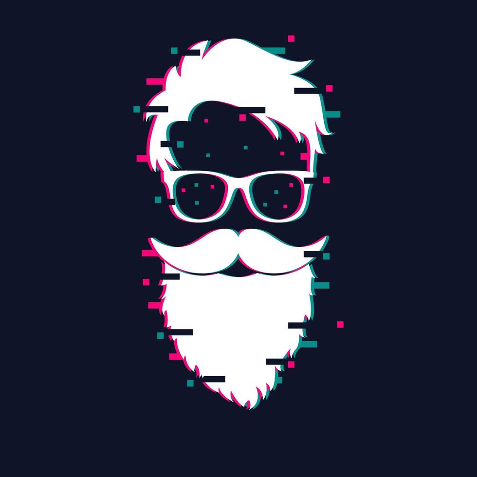 Happy New Year and Merry Christmas Tik Tok Santa Claus Hipster Santa vector