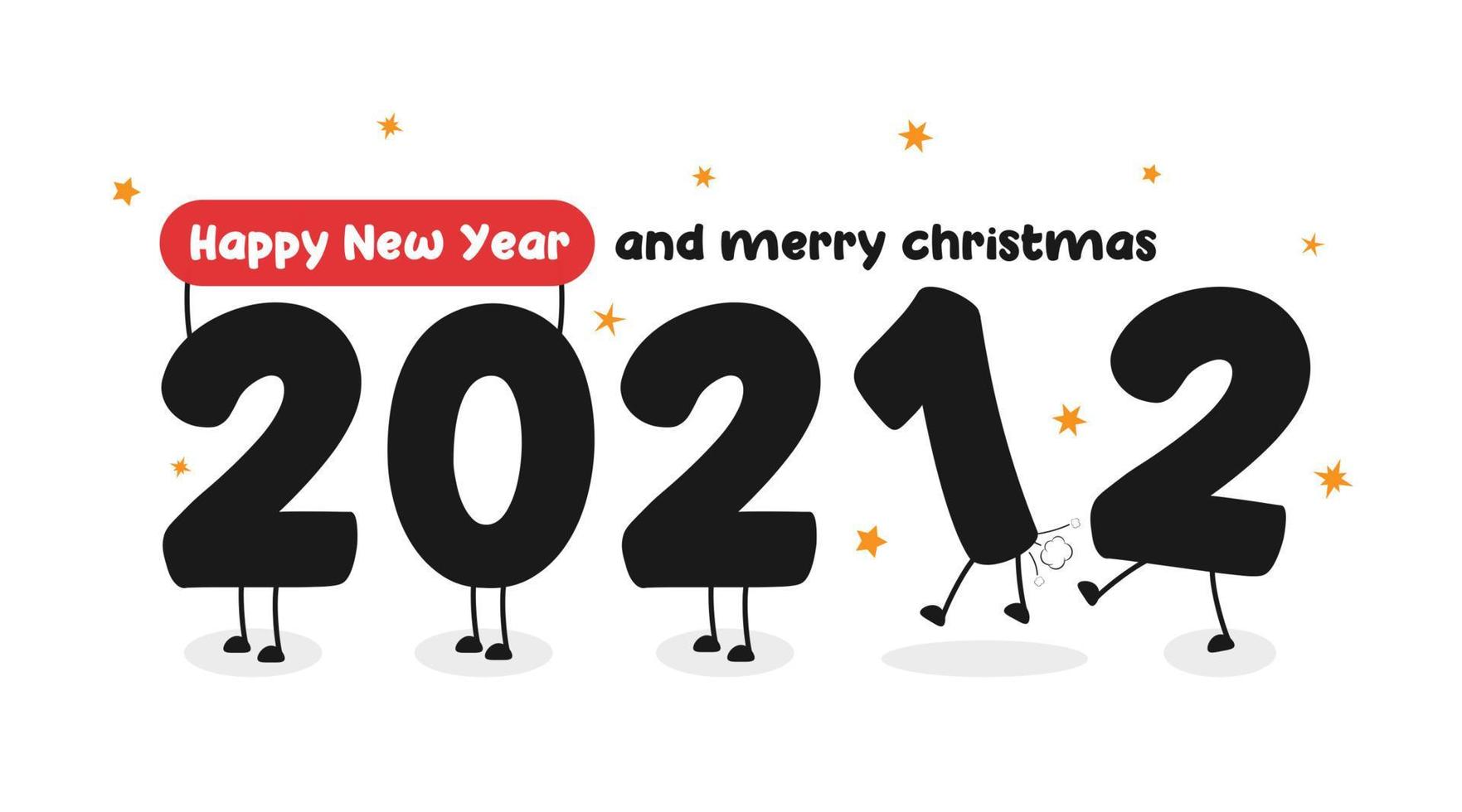 New Year 2022 numbers 2022 kicks off 2021 Happy New Year and Merry Christmas vector