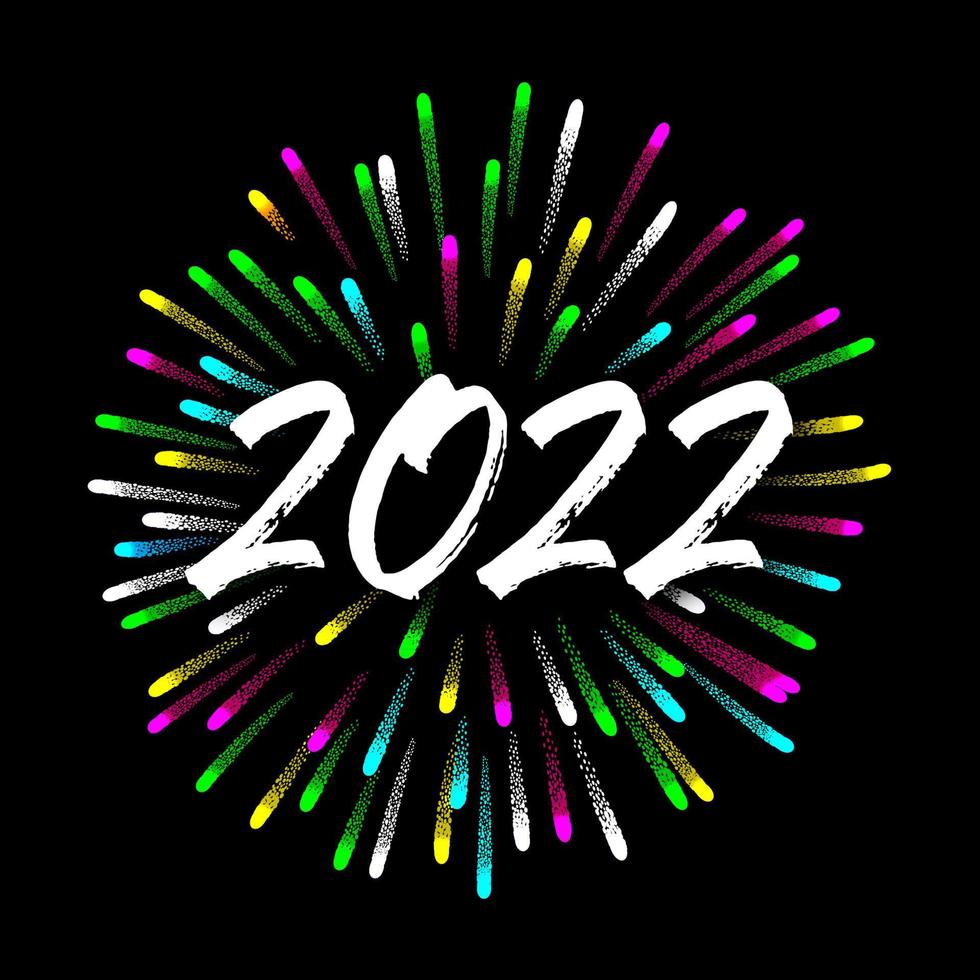 feliz año nuevo 2022 con fuegos artificiales vector