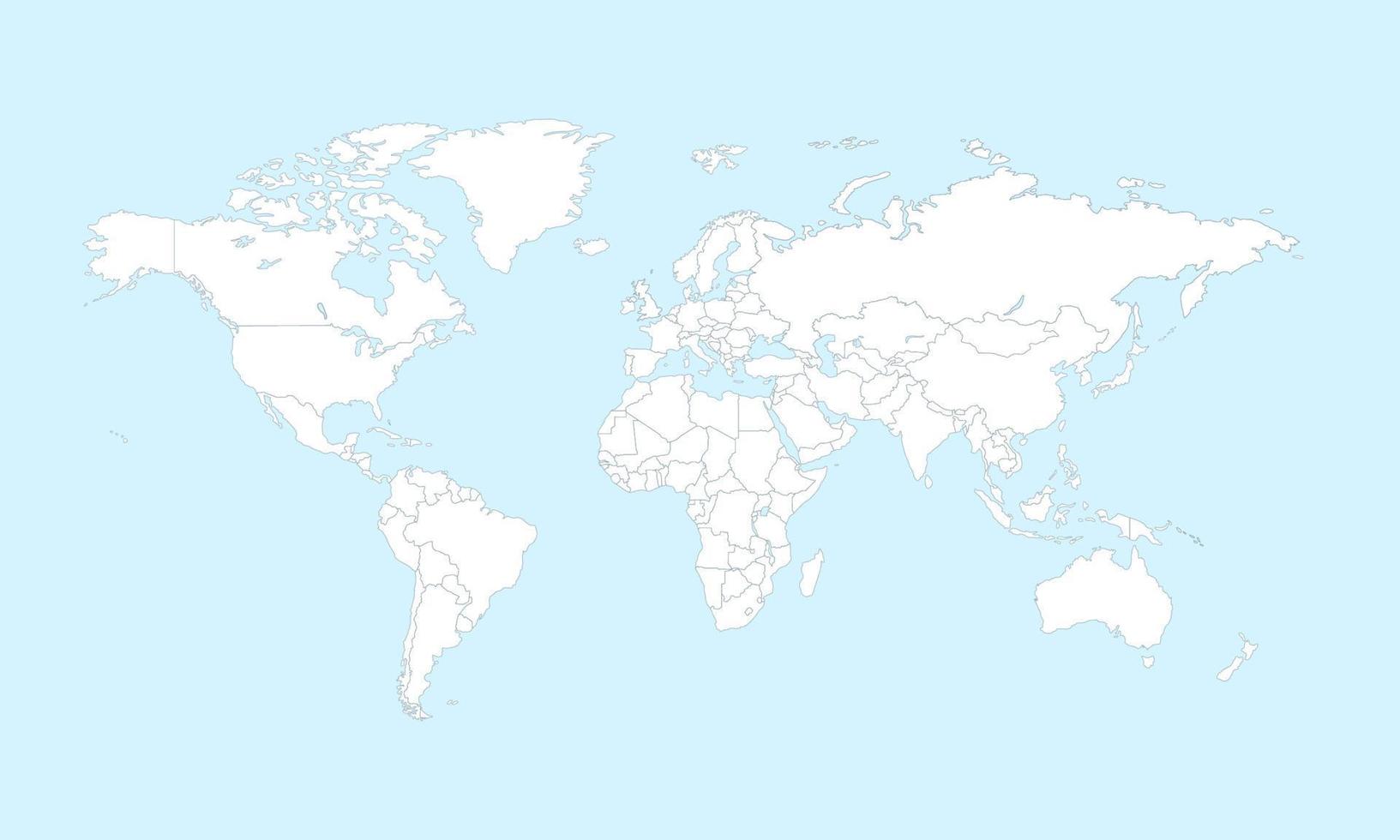 World map with countries borders outline. vector