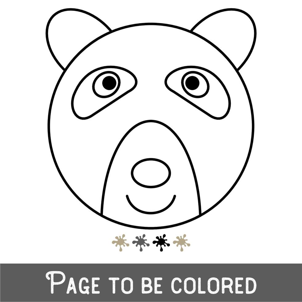 Funny Bear Face to be colored, the coloring book for preschool kids with easy educational gaming level, Medium. vector
