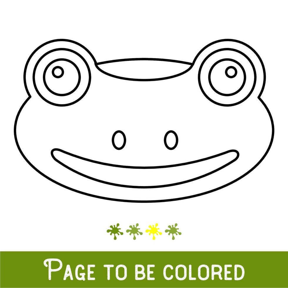 cara de rana divertida para colorear, el libro para colorear para niños en edad preescolar con nivel de juego educativo fácil, medio. vector