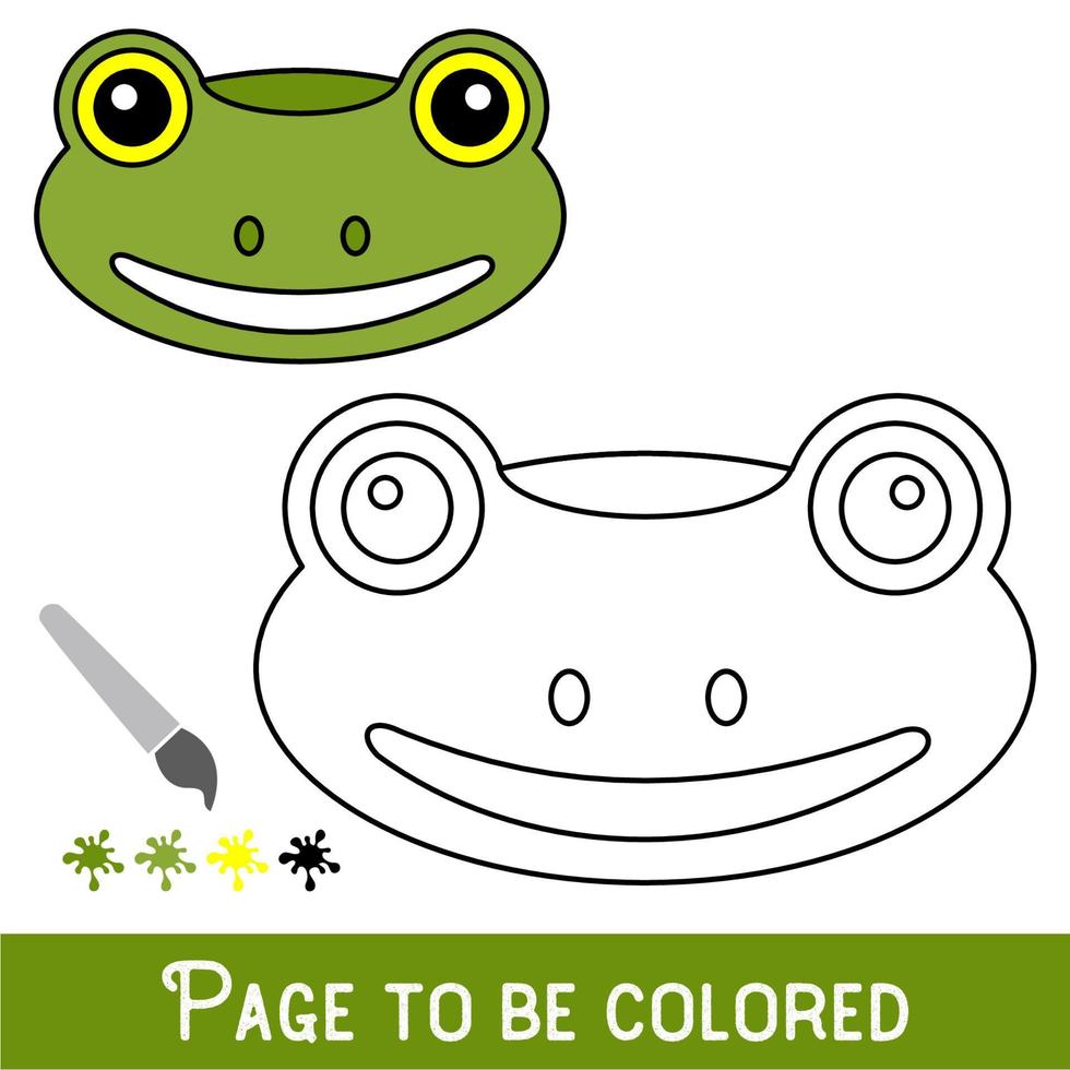 cara de rana divertida para colorear, el libro para colorear para niños en edad preescolar con un nivel de juego educativo fácil. vector