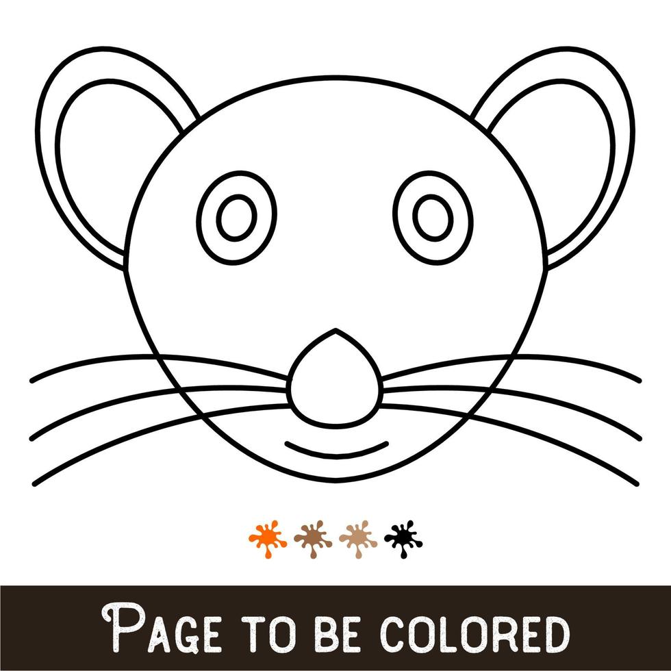 Funny Mouse Face to be colored, the coloring book for preschool kids with easy educational gaming level, medium. vector