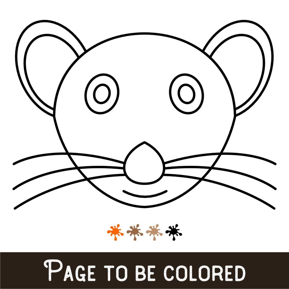 cara divertida del ratón para colorear, el libro para colorear para niños en edad preescolar con un nivel de juego educativo fácil, medio. vector