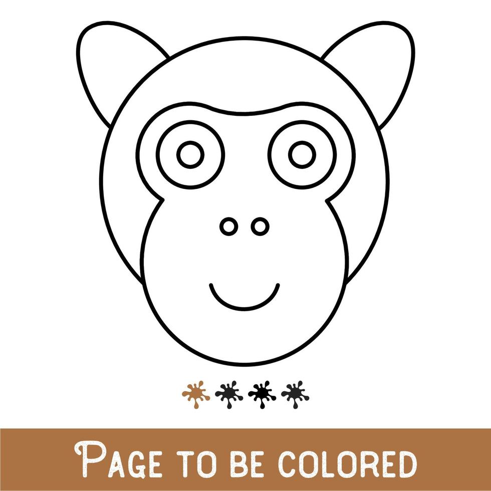 Funny Ape Face to be colored, the coloring book for preschool kids with easy educational gaming level, medium. vector