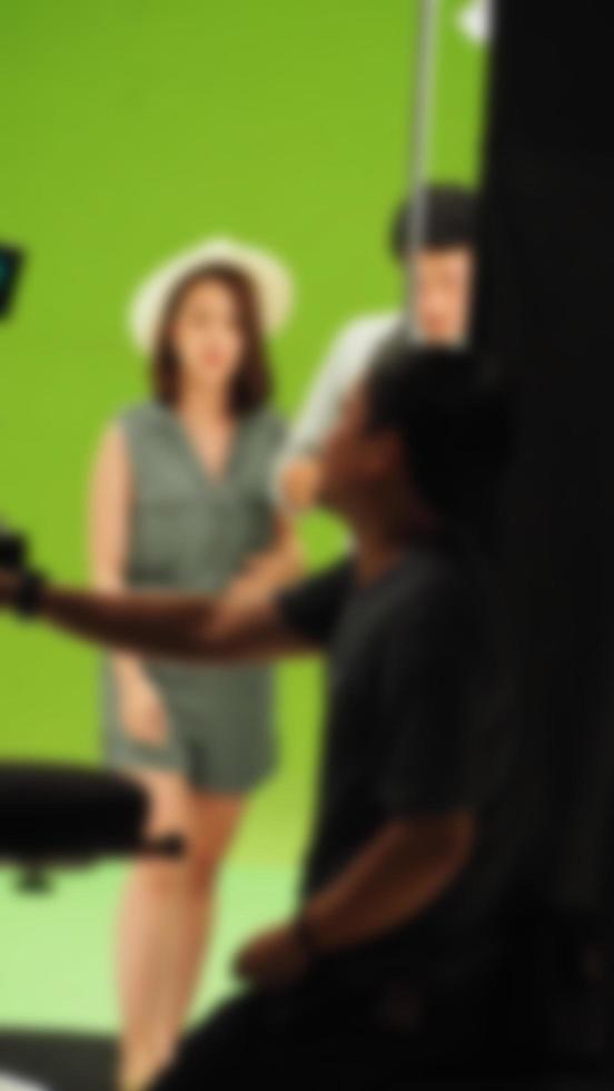 Blurry images of making TV commercial movie video photo