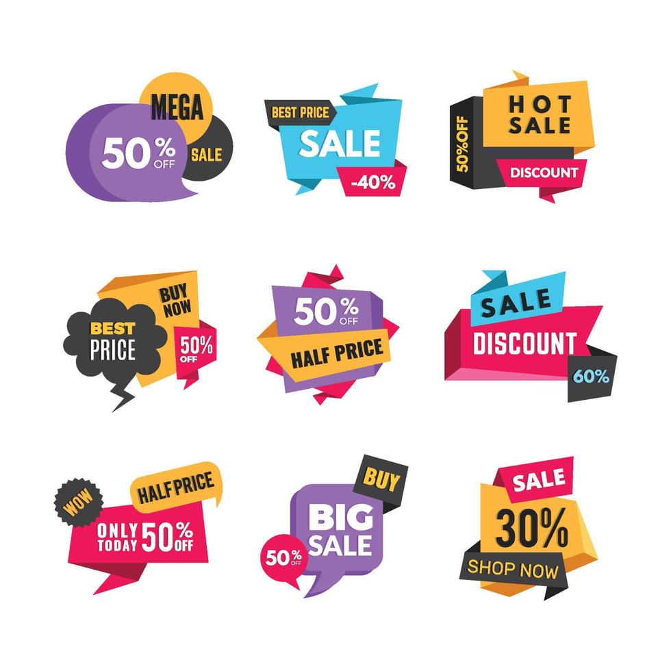 Discount tags product ads special offer labels low prices ...