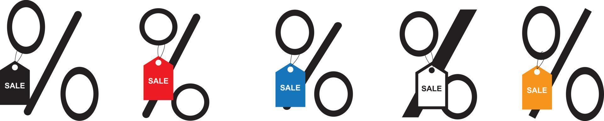 Set of Minimal percent sign, Label symbol sales discount.   Black Friday Sale. Vector illustration