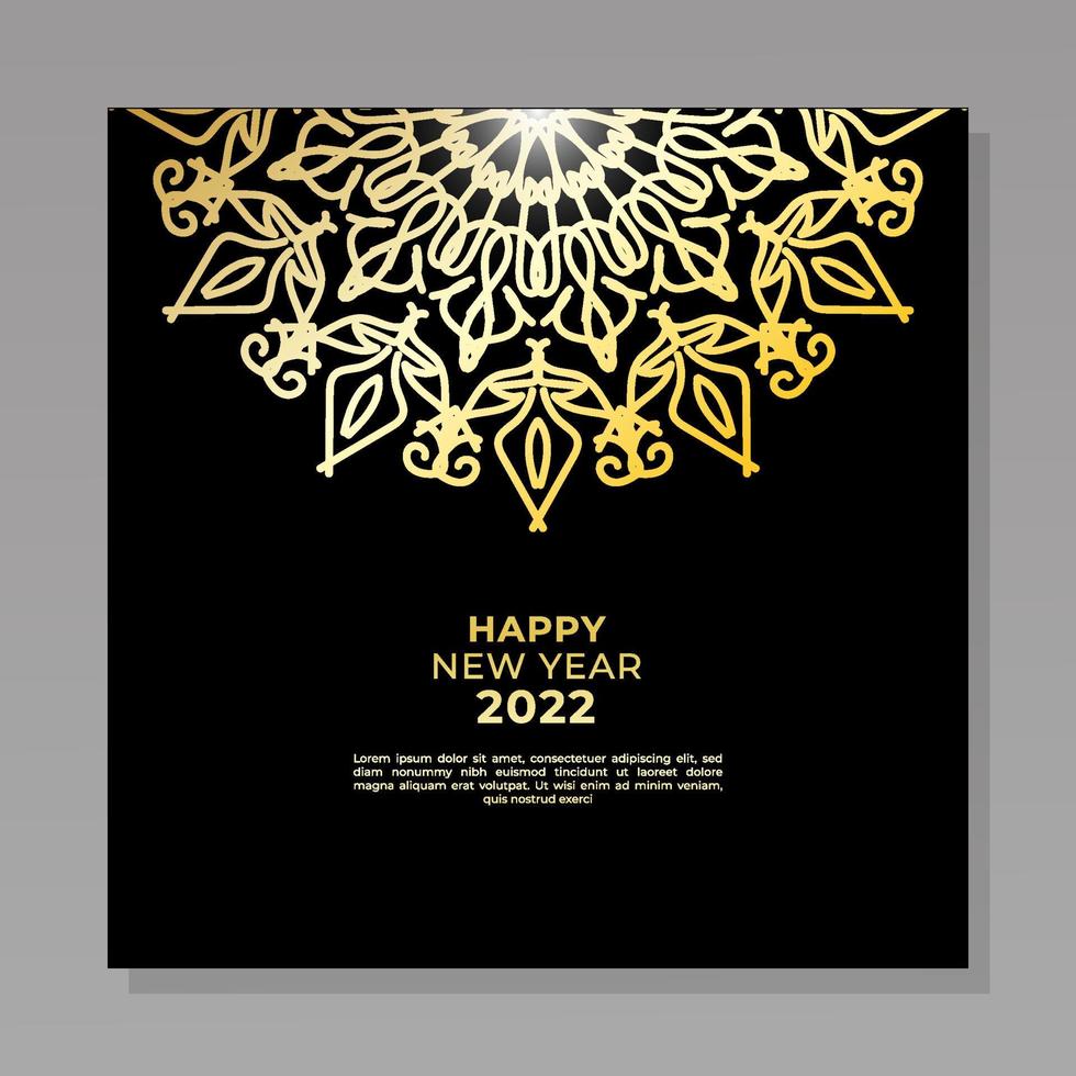 feliz año nuevo 2022 plantilla con mandala vector