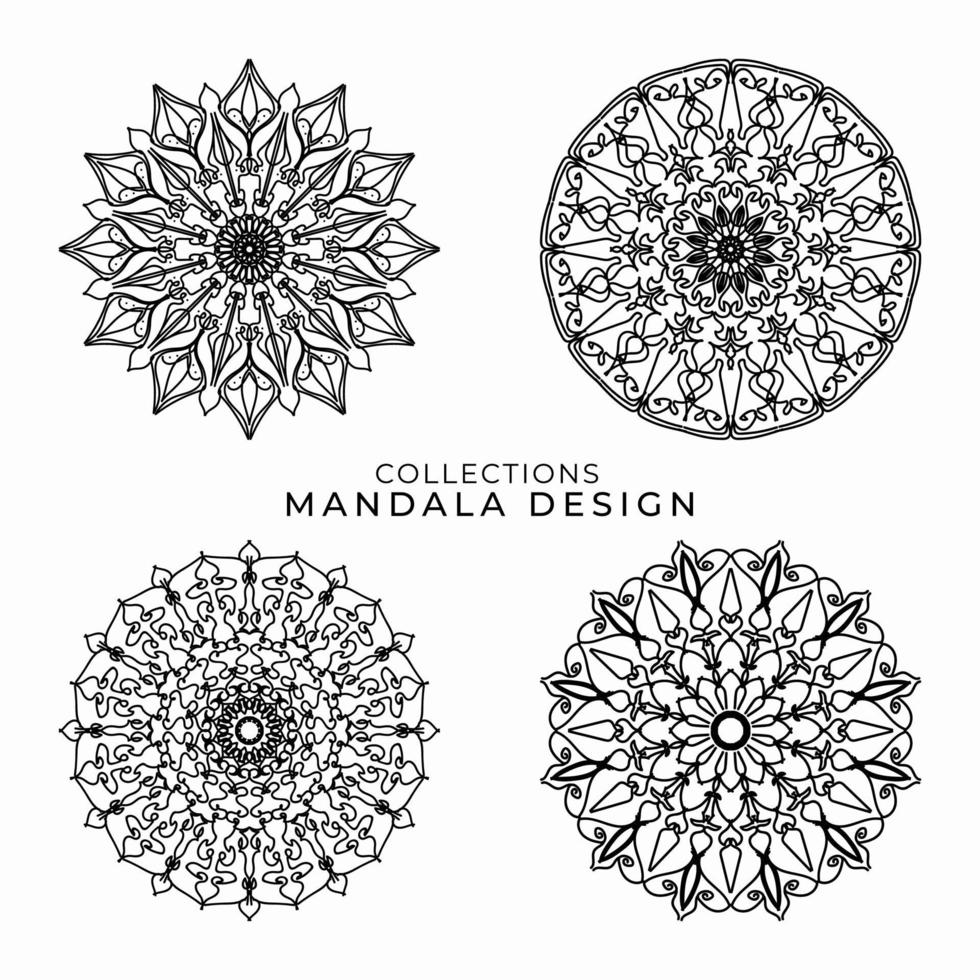 Collections Circular pattern in the form of a mandala for Henna, Mehndi, tattoos, decorations. Decorative decoration in ethnic oriental style. Coloring book page. vector