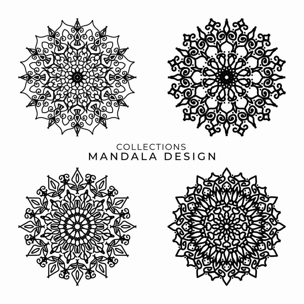 Collections Circular pattern in the form of a mandala for Henna, Mehndi, tattoos, decorations. Decorative decoration in ethnic oriental style. Coloring book page. vector