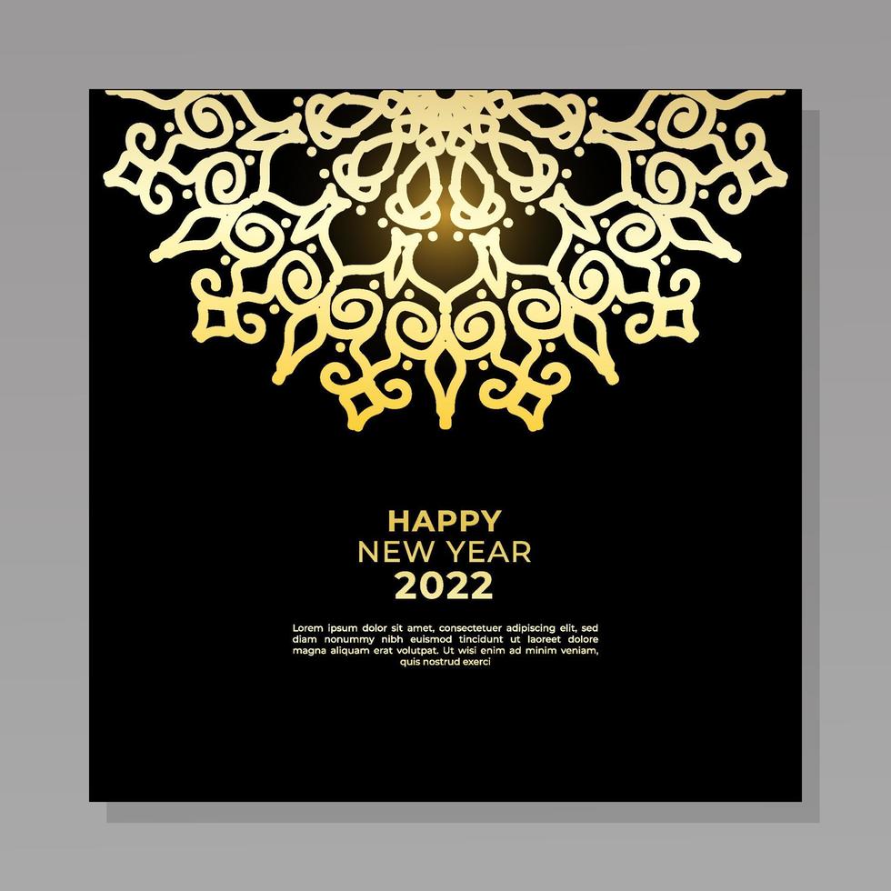 Happy new year 2022 template with mandala vector