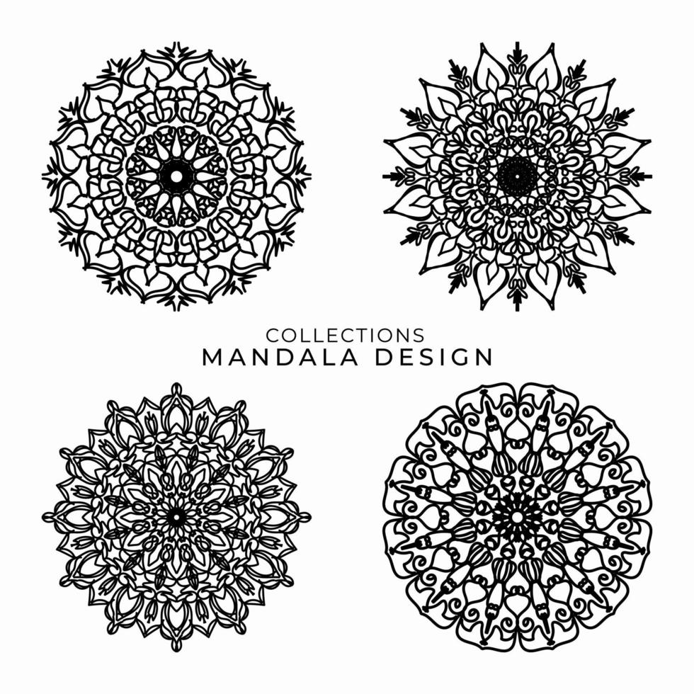 Collections Circular pattern in the form of a mandala for Henna, Mehndi, tattoos, decorations. Decorative decoration in ethnic oriental style. Coloring book page. vector