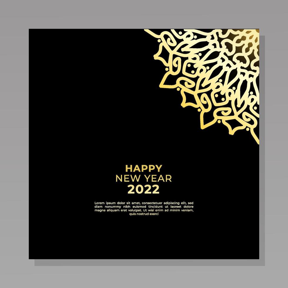 feliz año nuevo 2022 plantilla con mandala vector