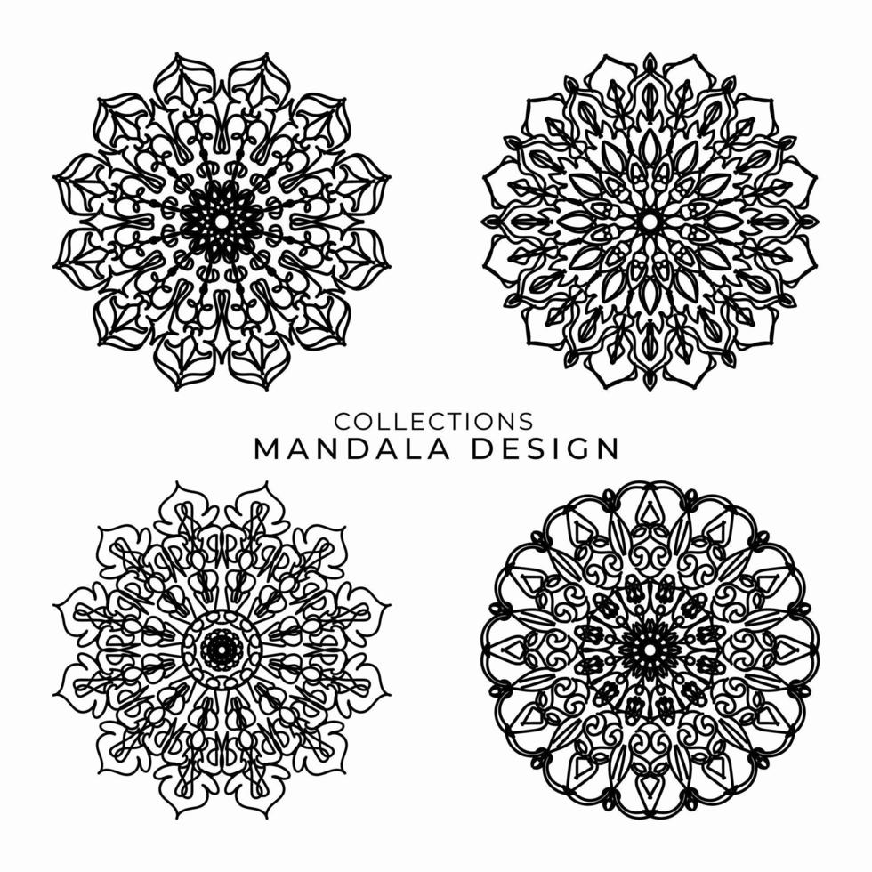 Collections Circular pattern in the form of a mandala for Henna, Mehndi, tattoos, decorations. Decorative decoration in ethnic oriental style. Coloring book page. vector