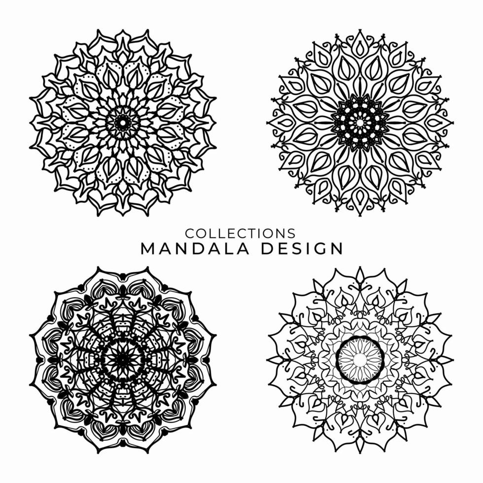 Collections Circular pattern in the form of a mandala for Henna, Mehndi, tattoos, decorations. Decorative decoration in ethnic oriental style. Coloring book page. vector