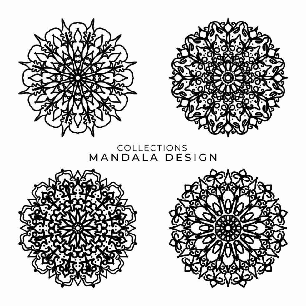 Collections Circular pattern in the form of a mandala for Henna, Mehndi, tattoos, decorations. Decorative decoration in ethnic oriental style. Coloring book page. vector