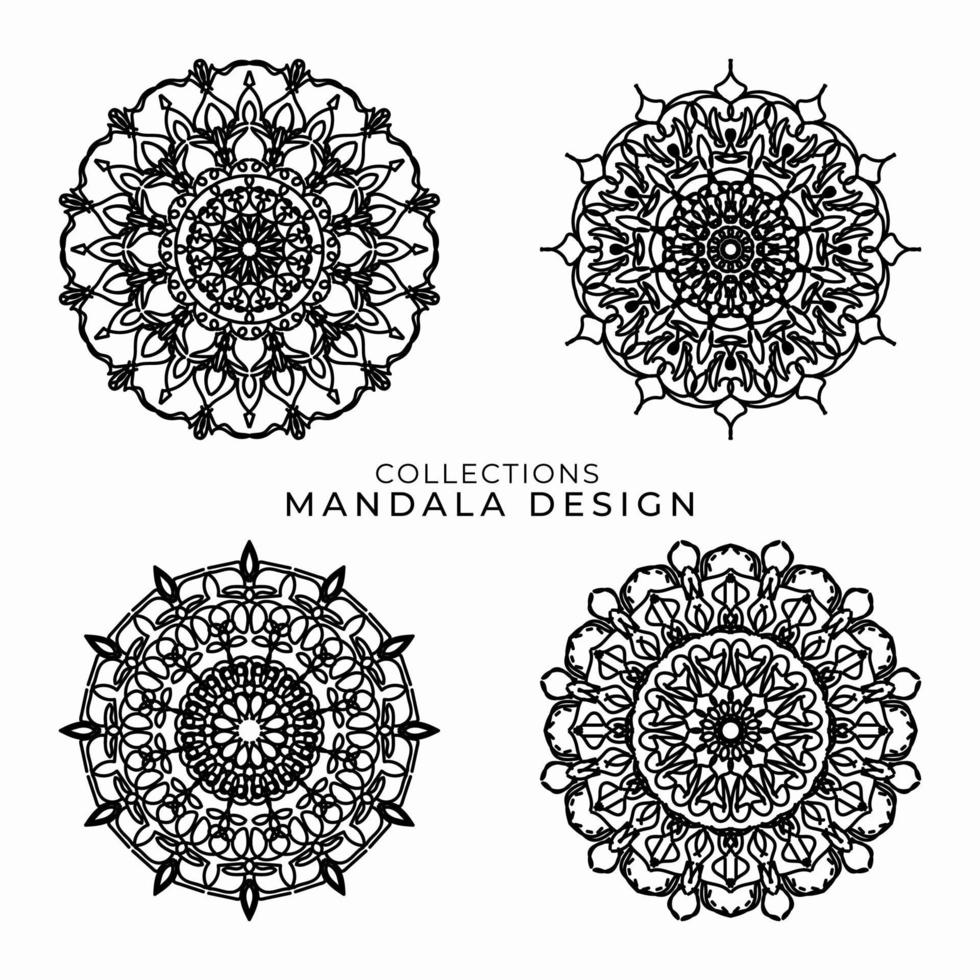 Collections Circular pattern in the form of a mandala for Henna, Mehndi, tattoos, decorations. Decorative decoration in ethnic oriental style. Coloring book page. vector