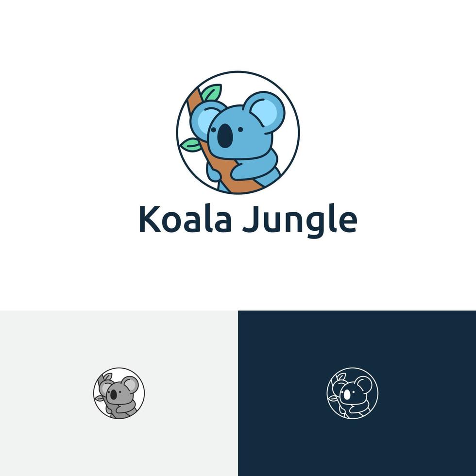 adorable koala árbol marsupial animal zoológico mascota de dibujos animados logo vector