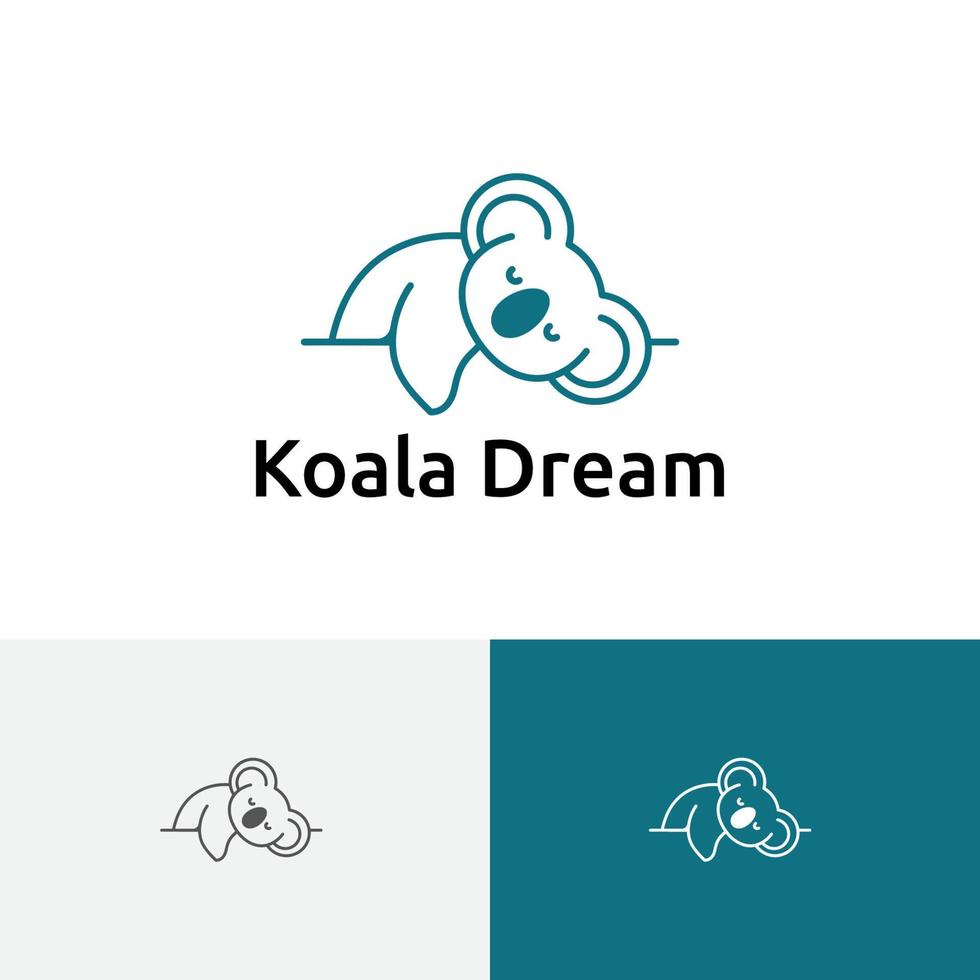 adorable koala durmiendo soñando marsupial animal line logo vector