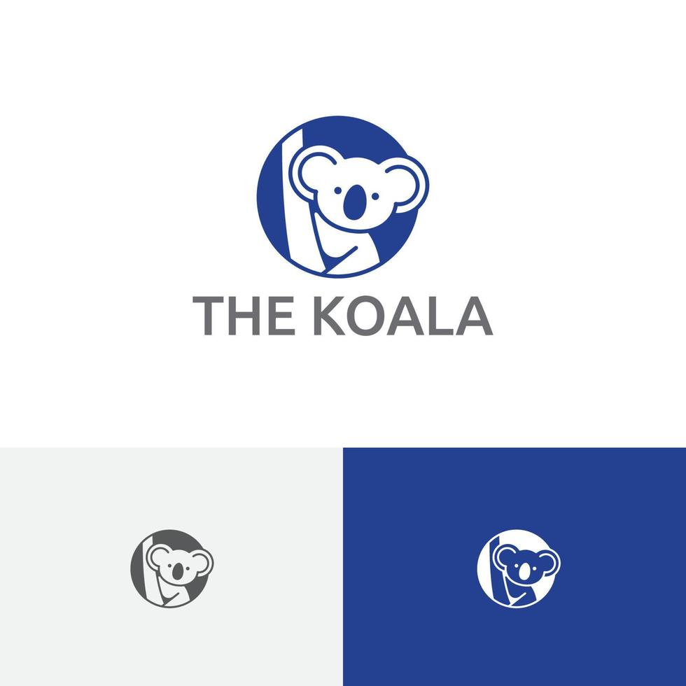 lindo koala árbol marsupial animal zoológico naturaleza logo vector
