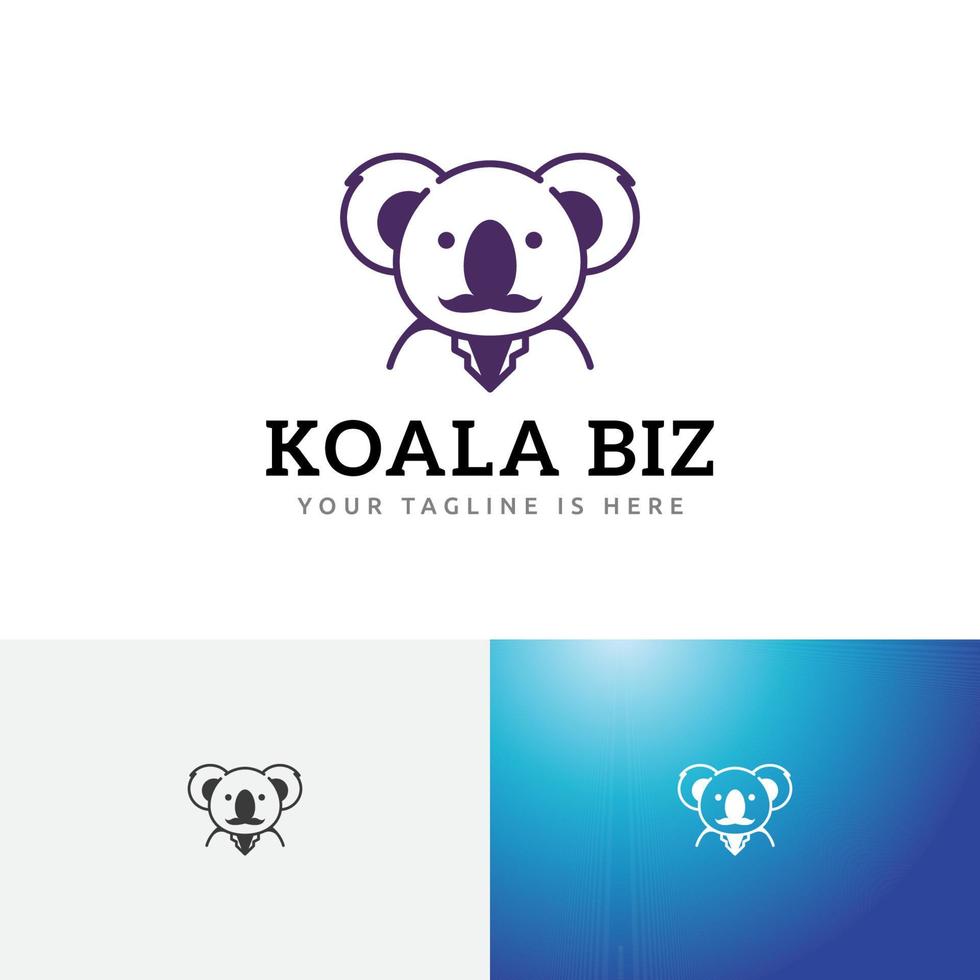 bigote koala negocio marsupial animal empresario logo vector