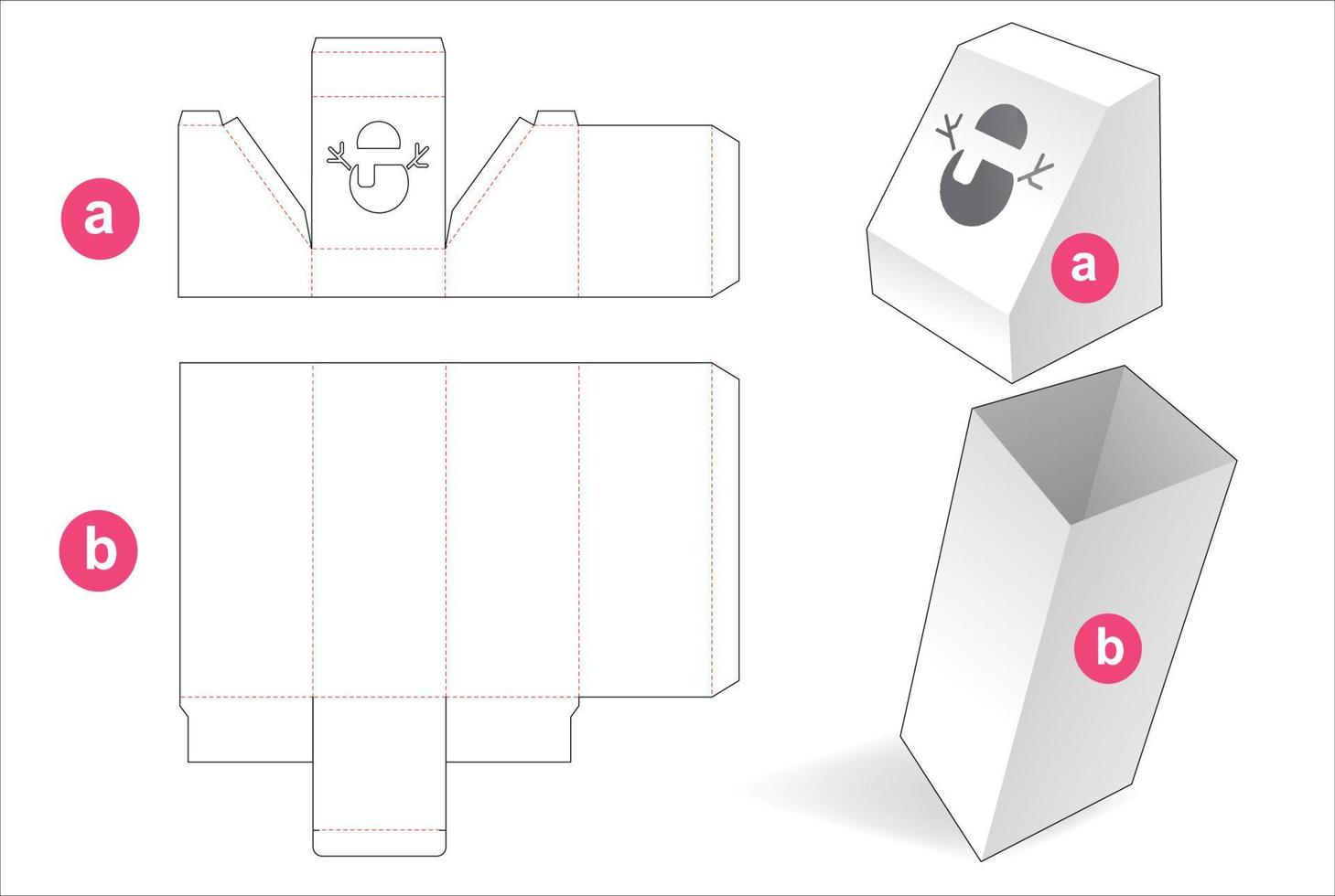 caja y tapa biselada con plantilla troquelada de ventana snonman vector